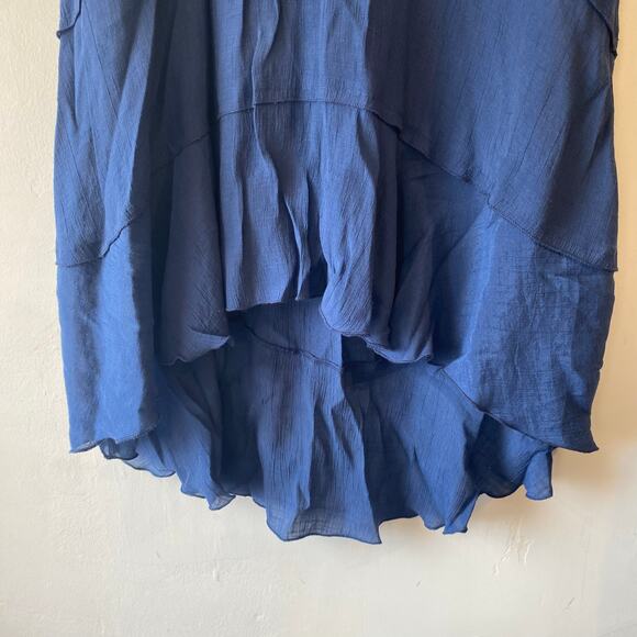 A Byer Blue Asymmetrical Pull-on Midi Bohemian Festival Skirt SZ M Flowy Fairy - Picture 5 of 7